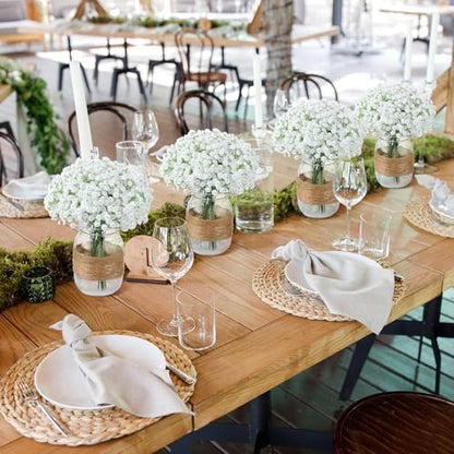 43 Pcs/ 6 Set Babybreath Mason Jar Table Centerpiece Mason Jar Vases - size: Babybreath