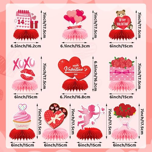 Valentine Table Centerpiece, 10Pcs Pink Heart Table Topper Decor - style: Valentines Day Style
