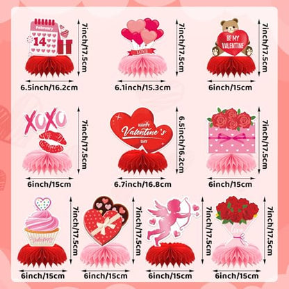 Valentine Table Centerpiece, 10Pcs Pink Heart Table Topper Decor - style: Valentines Day Style