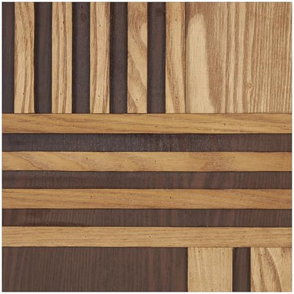 Deco 79 Wooden Geometric Handmade Carved Two-Toned Wall Decor, Set of 2 12" W, 32" H, Brown - size: 11.9"L x 1.8"W