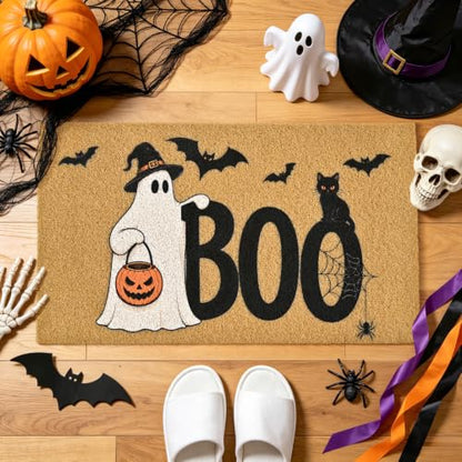 Halloween Welcome Mat Spooky Boo Non-Slip Front Door Mat, 17x29 in - color: Spooky Boo