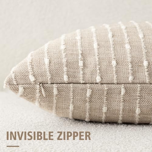 Foindtower Striped Boucle Lumbar Throw Pillow Covers 12x20 Natural Beige - color: Natural Beige, size: 20" x 12" (Pack of 2)