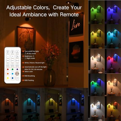 Rechargeable Wireless Motion Sensor Picture Light with 7-Color - color: Black