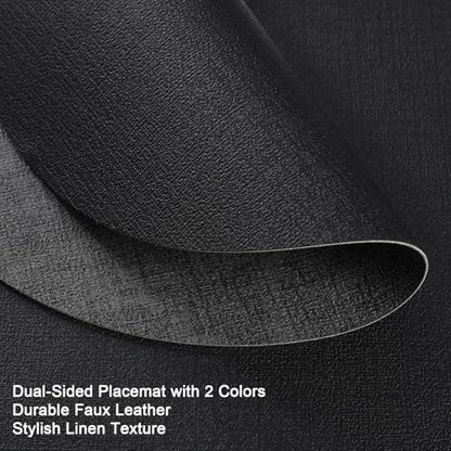 Myir JUN 14" Round Placemats Set of 4, Reversible Dual-Color Place Mats - color: Gray Black