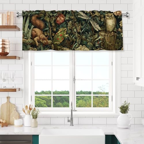 Spring Animals Valances for Windows Rod Pocket Curtain Valance 1 Panel Short Curtains for Kitchen Bathroom Living Room Bedroom Window Treatments - color: Animals