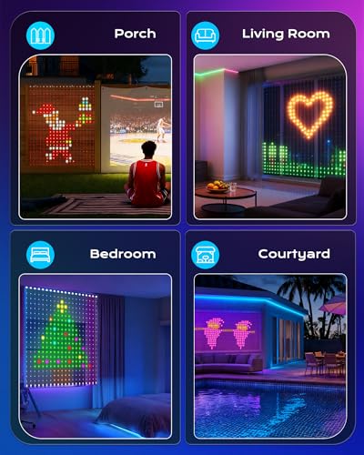 Brightown 400 LED RGB Smart Curtain Fairy Lights with Remote, 6.6x6.6ft - size: 400 LED - Remote Control