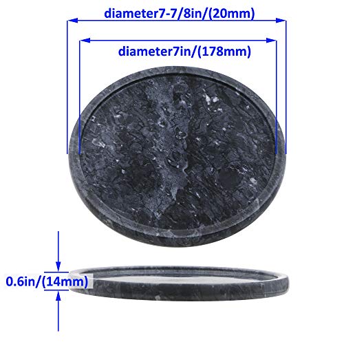 LUANT Grey Decorative Tray for Counter, Circular Marble Stone Organizer, Vanity, Dresser, Nightstand or Desk, Diameter Tray, 8 Inches - color: Black, size: 8 Inches