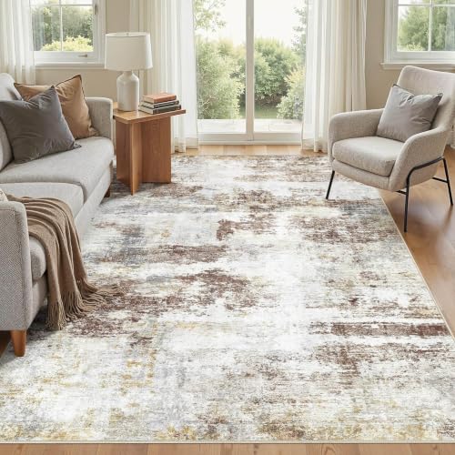 6X9 Area Rugs Washable Soft Modern Abstract Non-Slip Rug for Living Room - color: Red Brown, size: 6' x 9' (Rectangular)