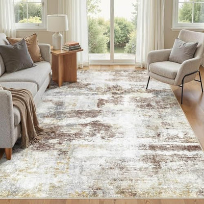 6X9 Area Rugs Washable Soft Modern Abstract Non-Slip Rug for Living Room - color: Red Brown, size: 6' x 9' (Rectangular)