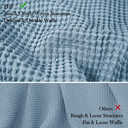 PHF 100% Cotton Waffle Blanket Lightweight Breathable, King Size Dusty Blue - color: Dusty Blue, size: King(104" x 90")