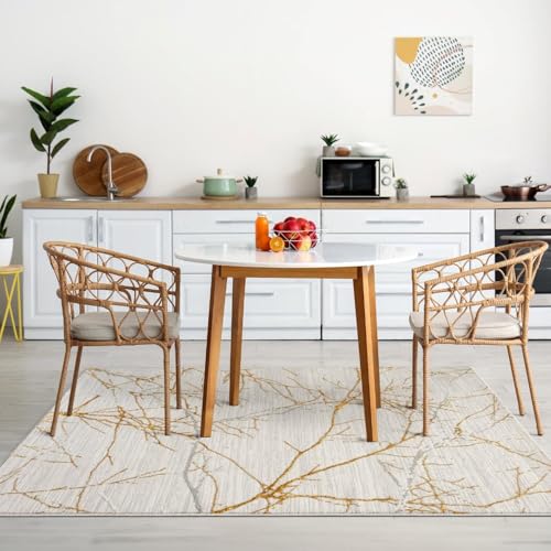 LUXE WEAVERS Modern Abstract Non-Shedding Area Rug Gold 4x5 - color: Gold, size: 4' x 5' (Rectangular)