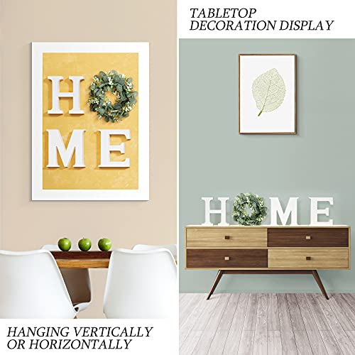 MAYICIVO Modern Wooden Home Sign with Artificial Eucalyptus Wreath, White and Beige, 13.81 inches Diameter, Wall Mount, MDF Wood, Plastic - color: White