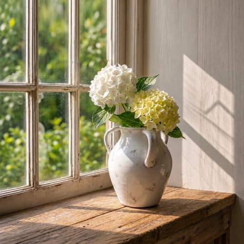 DOWAN Ceramic Vase, 6.3-Inch Three-Handle Rustic Farmhouse Decor - size: 6.3'' 3-Handle