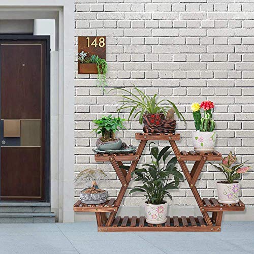 Ufine Wood Plant Stand Triangular Multi-Tier Plant Display Shelf