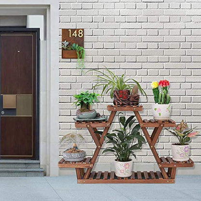 Ufine Wood Plant Stand Triangular Multi-Tier Plant Display Shelf
