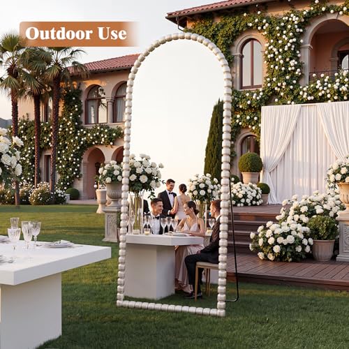 Antique Silver Full Length Mirror 71x28 in, Beaded Standing Mirror - color: Antique Silver