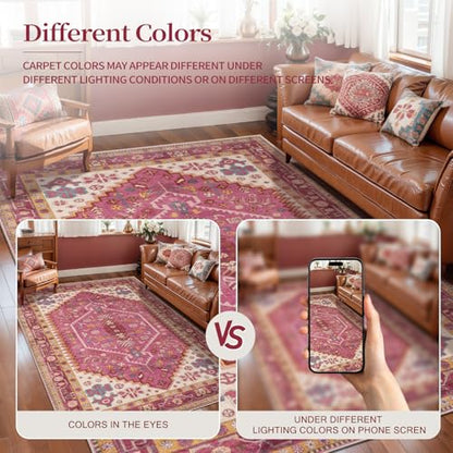 Ciicool 2x3ft Small Area Rug,Washable Boho Thin Mat for Entryway Kitchen - color: Fuchsia, size: 2' X 3' (Rectangular)