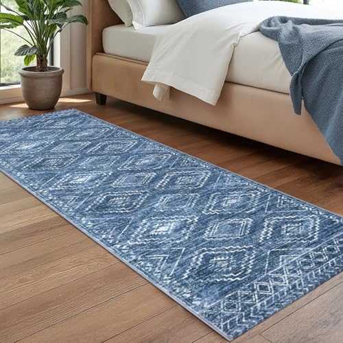 KILOCOCO Washable Runner Rug 2.6x8 ft Runners for Hallway, Stonewashed Blue - color: Stonewashed Blue, size: 2'7" x 8' (Runner)