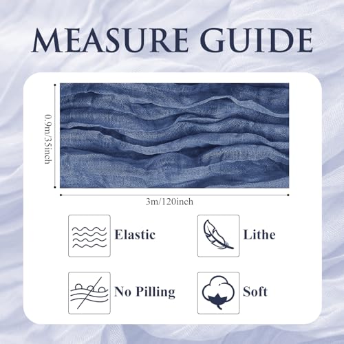 Cheesecloth Table Runner 10FT Blue Boho Gauze Rustic Sheer Runners - color: Blue, size: 1 Pack