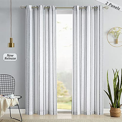 SXZJTEX White Black Striped Linen Curtains 95 Inch Bedroom Living Room - color: Black, size: 42"W x 95"L (Pack of 2)