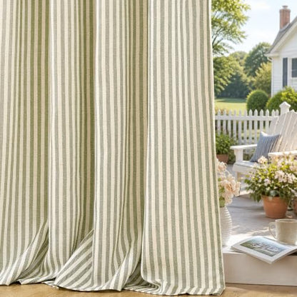 jinchan Linen Blackout Curtains Back Tab 96 Inch 2 Panels Striped Green - color: Green Stripe Lined, size: 50"W x 96"L (Pack of 2)