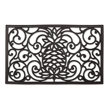 DII High Traffic All-Weather Rubber Doormat, 18x30, Welcome Scroll - color: Pineapple Scroll, size: 1'6" x 2'6" (Rectangular)