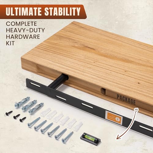 40" Live Edge Floating Shelf, Solid Elm Wood Wall Shelf - color: Artisan Natural, size: 40 Inch | 1 Pack