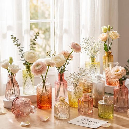 Yaomiao 30 Pcs Glass Bud Vases Centerpieces, Orange Yellow Gradient Series - color: Orange Yellow Gradient Series