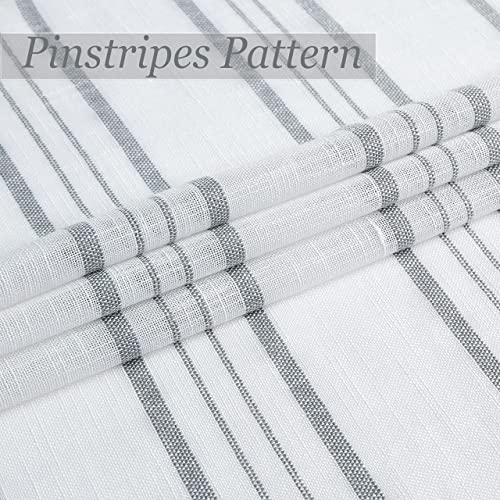 SXZJTEX Cafe Curtains Striped Kitchen Grey 24 Inch Sheer Tiers Pinstripe - color: Grey, size: 27"W x 24"L (Pack of 2)