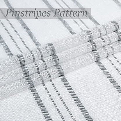 SXZJTEX Cafe Curtains Striped Kitchen Grey 24 Inch Sheer Tiers Pinstripe - color: Grey, size: 27"W x 24"L (Pack of 2)