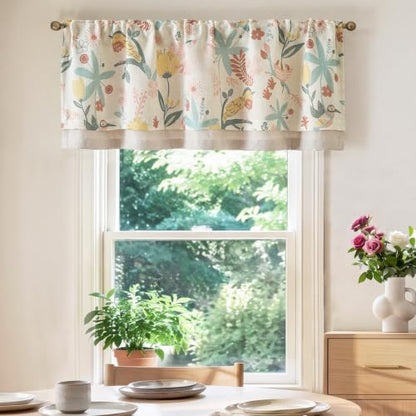jinchan Floral Linen Window Valance Curtain, 50x18, 1 Panel, Green - color: Averie | Dusty Green, size: 50"W x 18"L (Pack of 1)