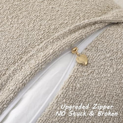 FUTEI Pack of 2 Boucle Textured Throw Pillow Covers 26x26 Inch, Beige - color: Beige, size: 26" x 26" (Pack of 2)