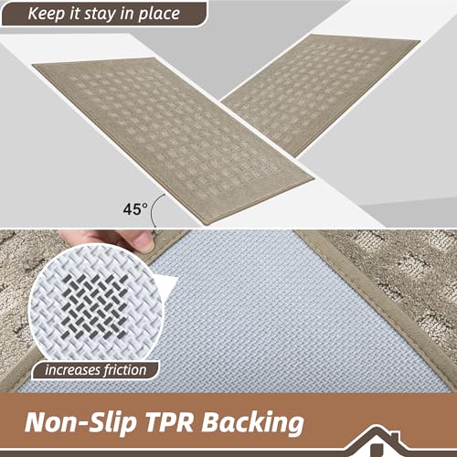 BEQHAUSE Dirt Trapper Door Mats 20"x32", Non Slip Washable, Beige - color: Beige, size: 20" X 32" (Rectangular)