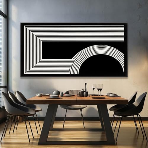 Large Framed Abstract Black And White Wall Art For Living Room 29"X 58" - color: black, size: 58"L x 29"W