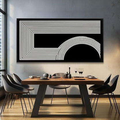 Large Framed Abstract Black And White Wall Art For Living Room 29"X 58" - color: black, size: 58"L x 29"W