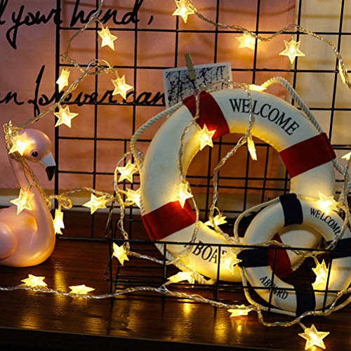ANJAYLIA 20 LED Star Lights, 10FT Battery Operated Fairy Light, Warm White - color: Warm White 10 FT