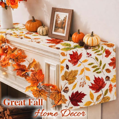 ONFAON Fall Decorations for Home, Fall Maple Leaves Table Runner - size: table runner-Fall Leave