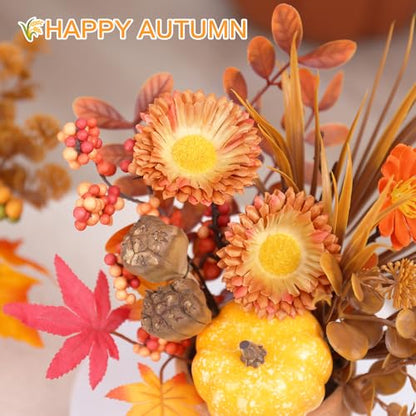 2PCS Fall Artificial Maple Pumpkin Table Centerpieces Home Decorations