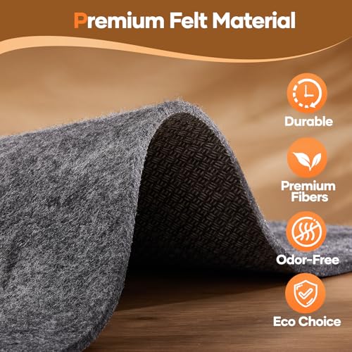 Veken 2 x 6 Ft Non Slip Cushioned Rug Pad Gripper, Felt and Silicone Backing, 1/4 inch Thick Runner Carpet Liner Protector Mat for Area Rugs and Hardwood Floors, Light Gray
