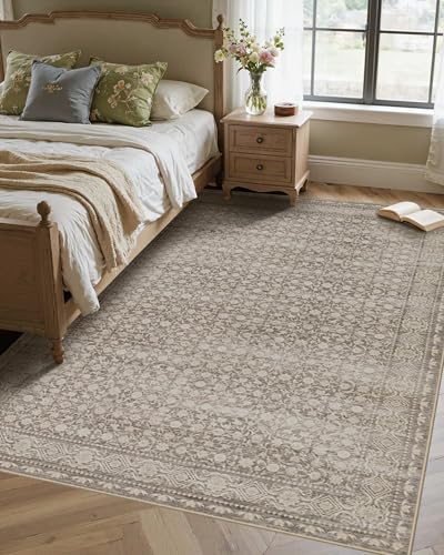 Rugxara 4x6 Vintage Boho Washable Rug for Bedroom(Beige) - color: Apricot, size: 4' x 6' (Rectangular)