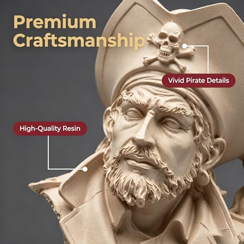 H&W Sandstone Pirate Figurine, Buccaneer Francis Drake Statue Decoration - color: Pirate