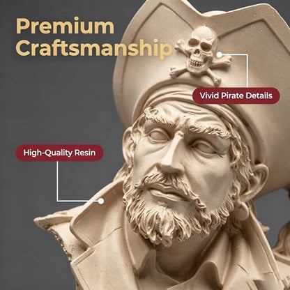 H&W Sandstone Pirate Figurine, Buccaneer Francis Drake Statue Decoration - color: Pirate