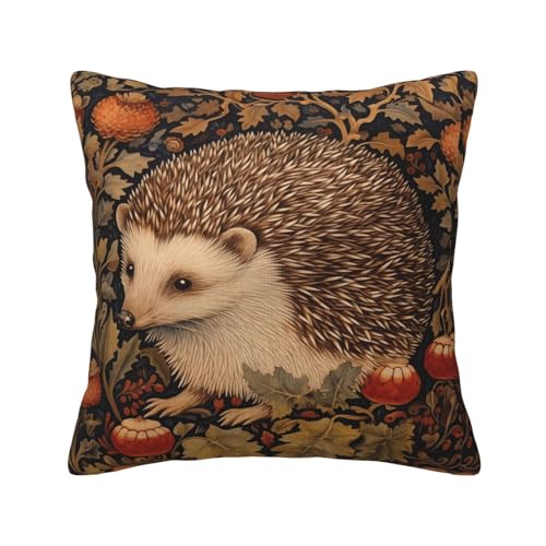 William Morris Abstract Vintage Floral Hedgehog Design 18x18 inches Throw Pillow Covers Square Pillowcases Decor for Bed Couch Sofa Living Room Cushion Covers - color: Color-1, size: 18" x 18" (Pack of 1)