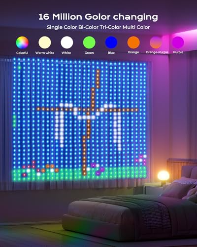 Brightown 400 LED RGB Smart Curtain Fairy Lights with Remote, 6.6x6.6ft - size: 400 LED - Remote Control
