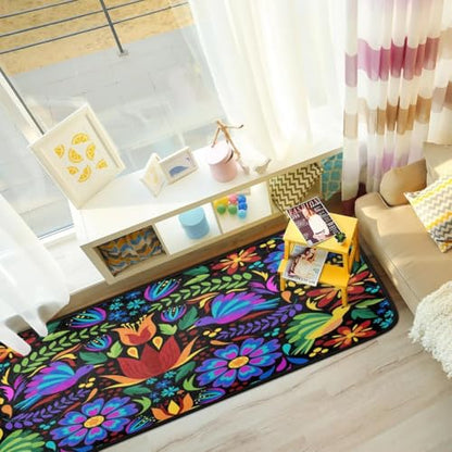 Floral Mexican Birds Doormat Area Rugs Floor Mat for Patio Front Door Entry Garage Kitchen Bathroom 72x24 in - size: 72x24 in