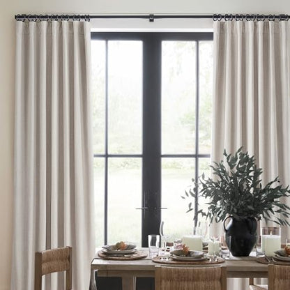 Room Darkening Curtains 72 Inches Long 2 Panels Burg, Rich Linen Heavy Insulated Bay Window Curtains Modern Neutral Drapes for Bedroom/Cabin/Kitchen (W50" x L72"Tall) 6FT Length Back Tab/Hook Belt - color: Natural Linen, size: 50"W x 72"L (Pack of 2)
