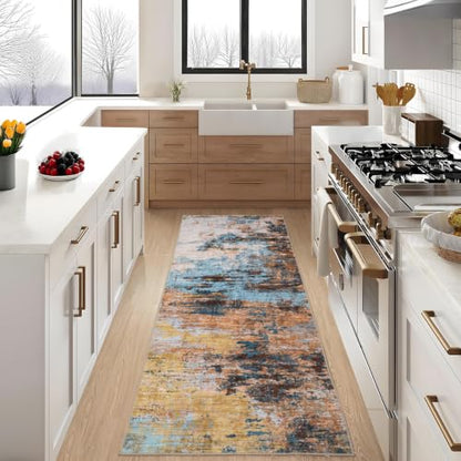 GarveeHome Modern Abstract Runner Rug 2.5x8 Hallway Rug Yellow - color: Wind/Cloud, size: 2.5' x 8'