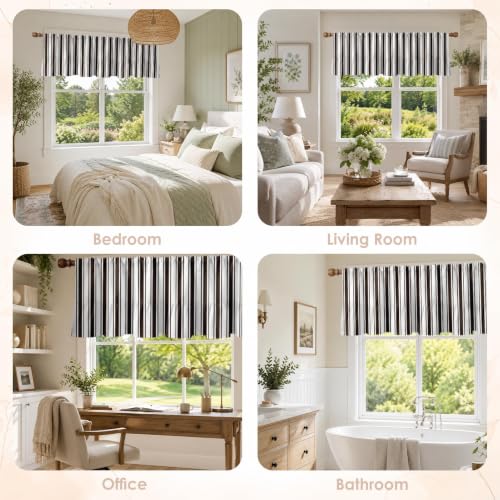 Emvency Valances for Windows, Line Ruffle Hem, 2 Pack 52x18 Inch, Striped - color: Brown