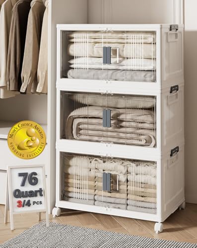 OlarHike 76QT Storage Bins with Lids for Home, Office, Closet, Dorm, 3 Pack - size: 76QT