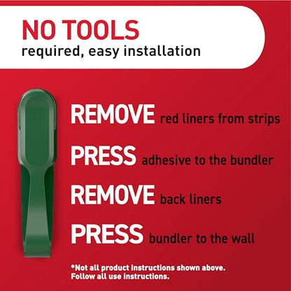 Command Garland Hanger, Garland Green, 6 bundlers, 12 Strips - size: 6 Garland Hangers